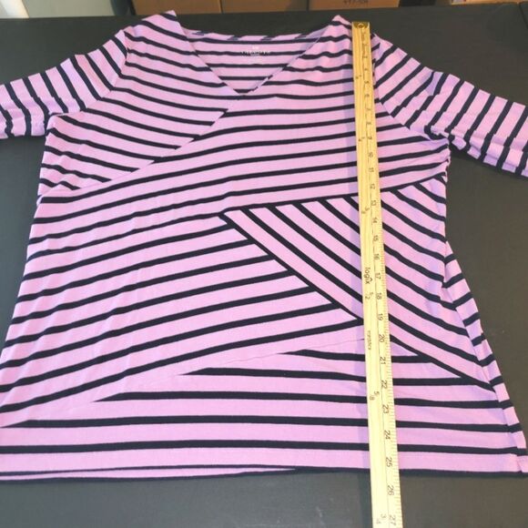 Talbots Purple Striped Stretch Top 1X - Picture 5 of 8